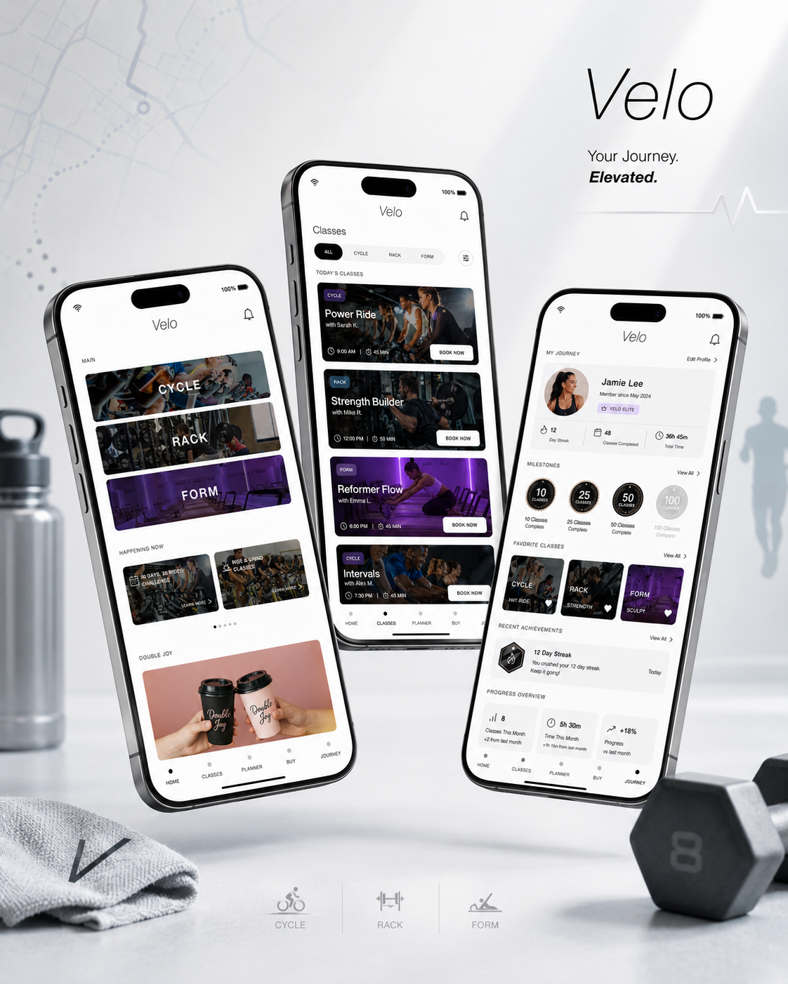 Écran principal de l'application VELO